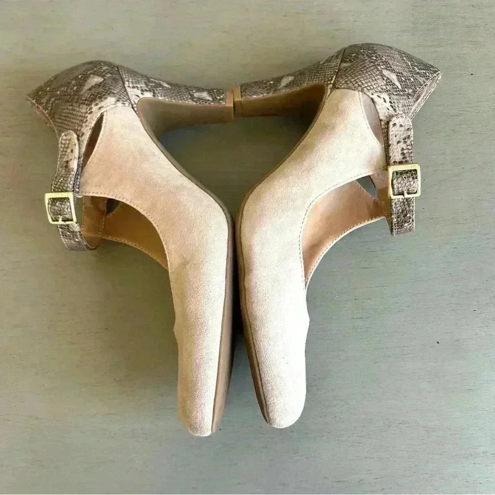 Giani Bernini Velmah Heels10 Tan Snake Print Memory Foam Neutral Dressy Pumps